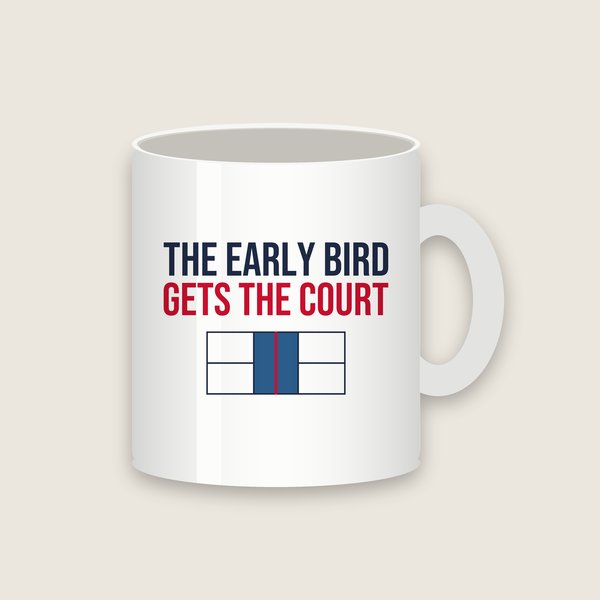 The Early Bird Gets the Court pickleball mug