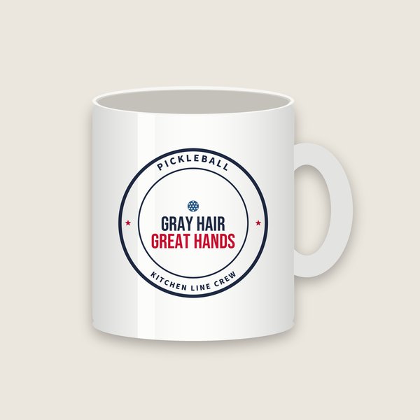 Gray Hair Great Hands pickleball mug