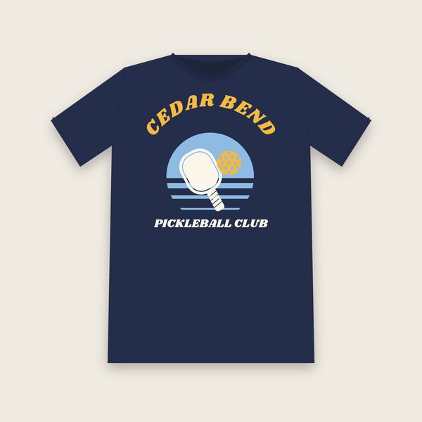 Example navy club shirt for Cedar Bend Pickleball Club